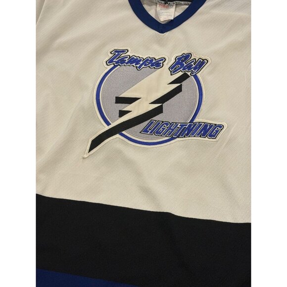 Vintage 90's CCM Maska Tampa Bay Lightning Stitched White NHL Jersey Men's M - Picture 5 of 6